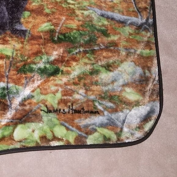 Black Bear Fleece Blanket Northwest Realm Lap Throw Forest Trees James Hautman - Picture 4 of 10